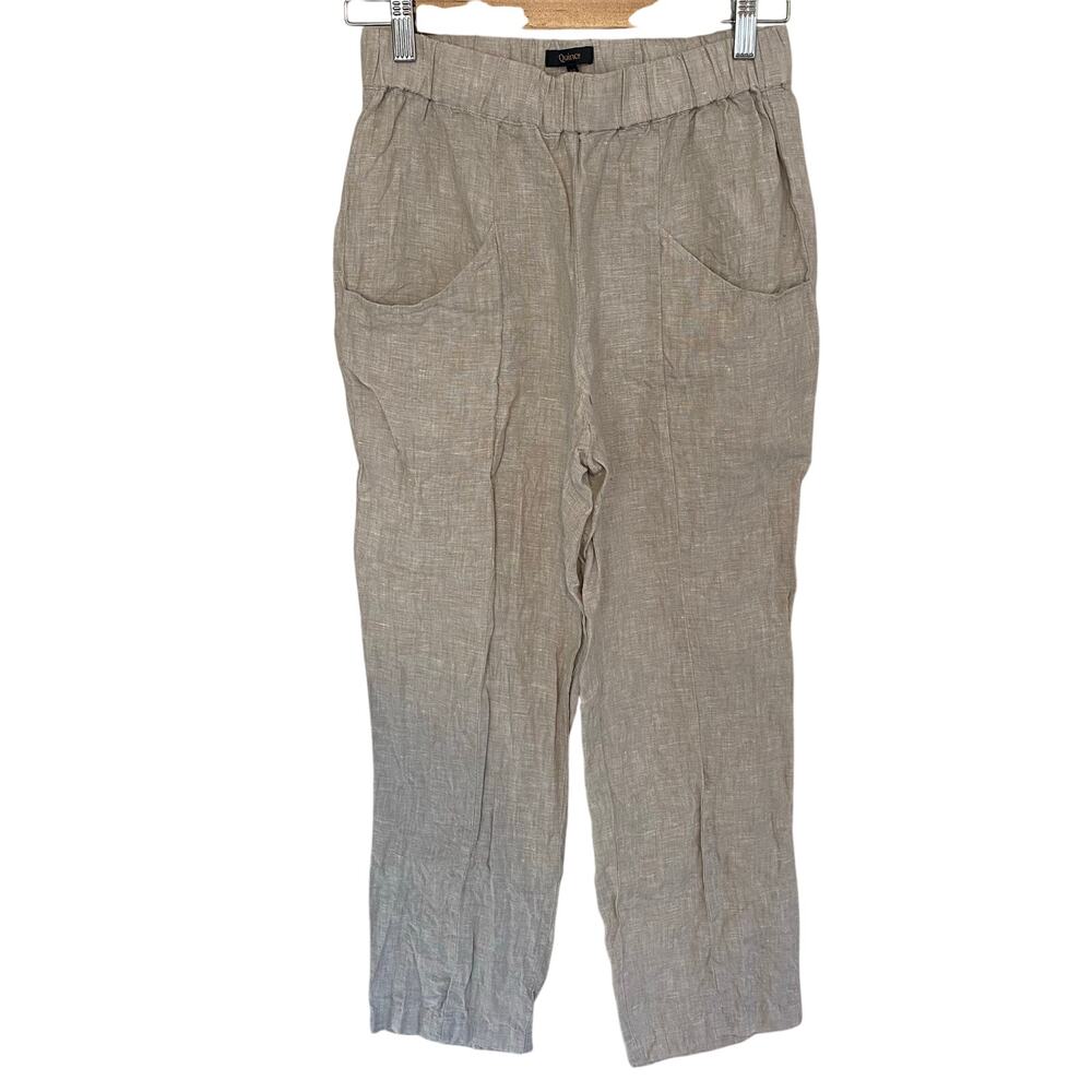 Quince Tapered Ankle Pants Womens Size XL Flax 100% Linen Elastic Waist Pull On